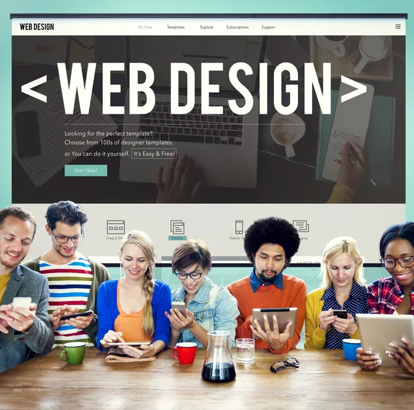 Diversidade de pessoas e conceito de Web Design — Fotografia de Stock