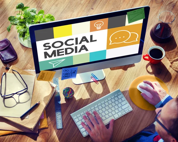 Conexão de mídia social, conceito de comunicação — Fotografia de Stock