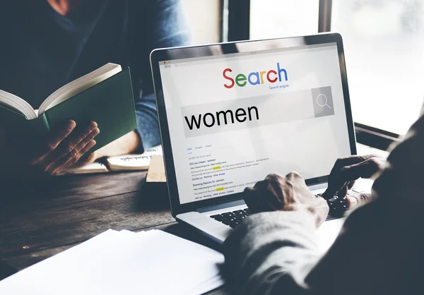 Women on laptop screen — Stock Photo, Image