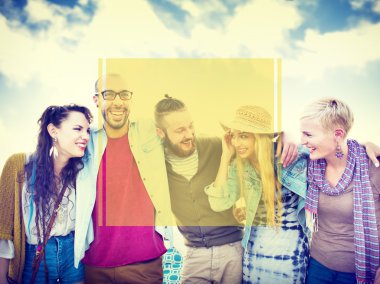 insanlar ve kopya alanı çerçeve yaz konsepti