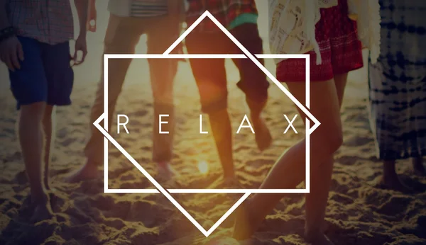 A fiatalok és a Relax szöveg fogalma — Stock Fotó