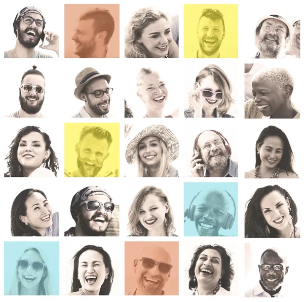 Conjunto de rostros de la gente Concepto — Foto de Stock