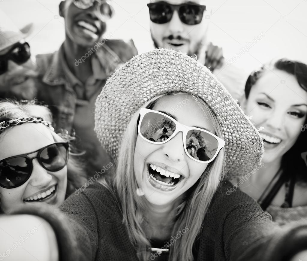 Friends making Selfie Happiness Concept