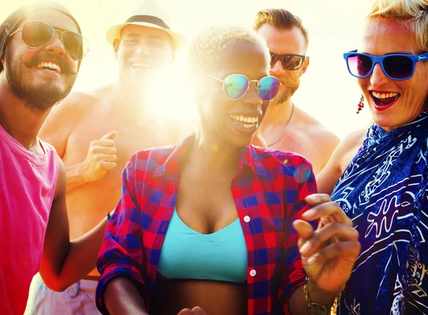 Diverse Group People at Beach Party — Stock Photo, Image