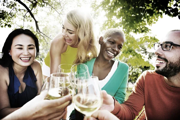 Diverse Friends Hanging dinner — Stock Photo, Image