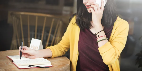 Woman Calling and Writing Concept — Stock Photo, Image