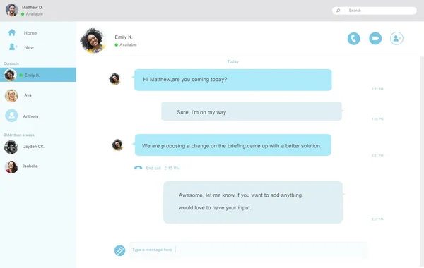 Conversation in skype application — Stock Photo, Image