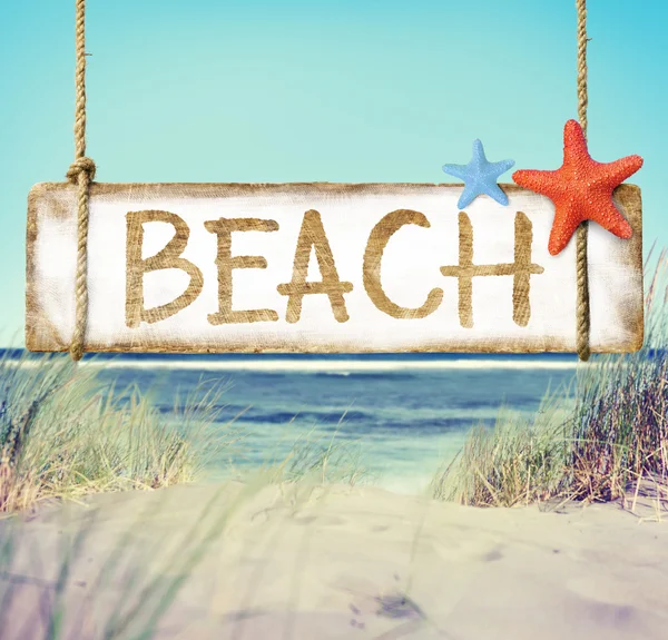 Beach Timber Placard — Φωτογραφία Αρχείου