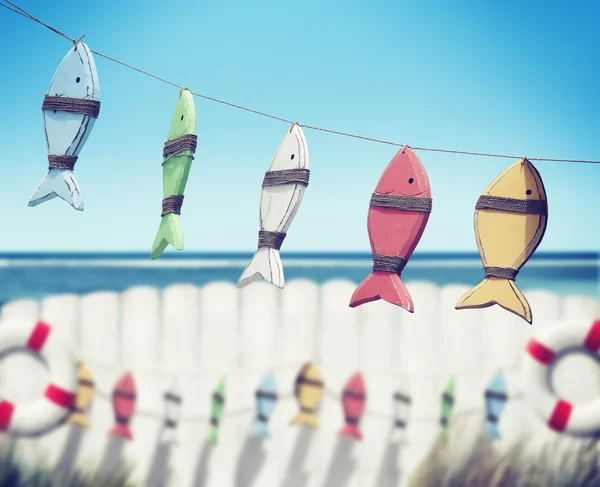 Fisk hängande på staketet Concept — Stockfoto