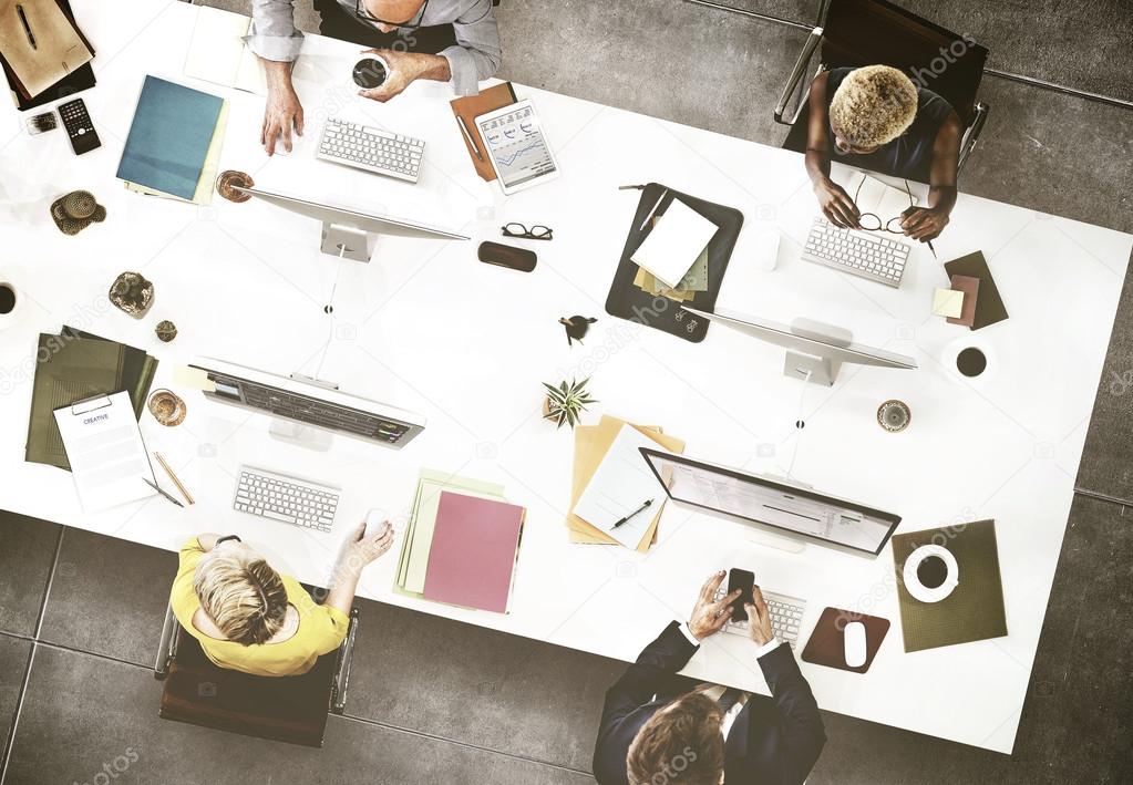 Business Team working on computers