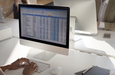 bilgisayar ekranında elektronik tablo ile