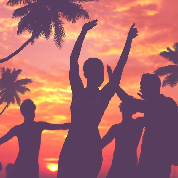 Amigos divirtiéndose juntos en la playa — Foto de Stock