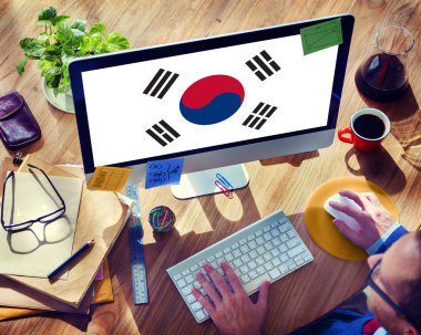 Kore Cumhuriyeti ulusal bayrak iş iletişim bağlantı kavramı