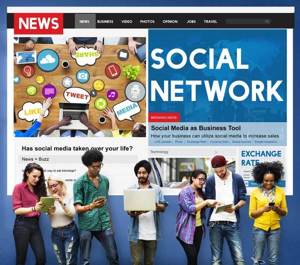 Social Network, Concetto di connessione — Foto Stock