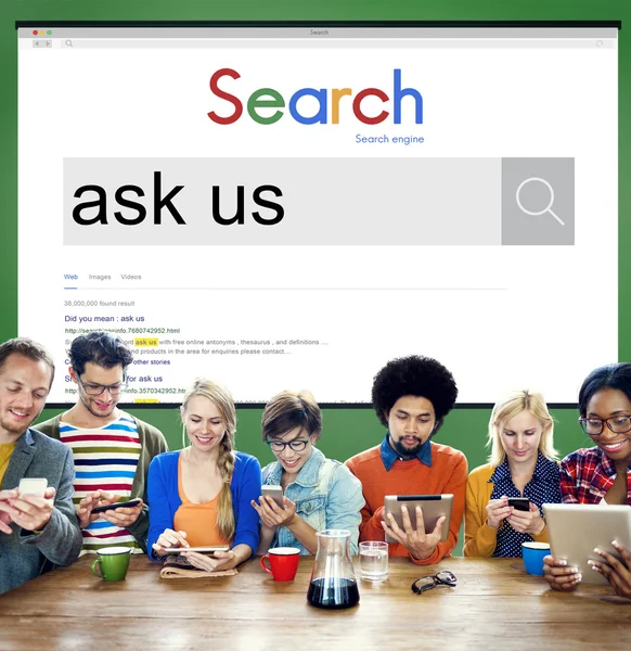 Ask Us Enquiry, Questions, support concept — Stock Photo, Image