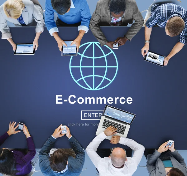 E-commerce, Marketing en ligne technologie monde Concept — Photo