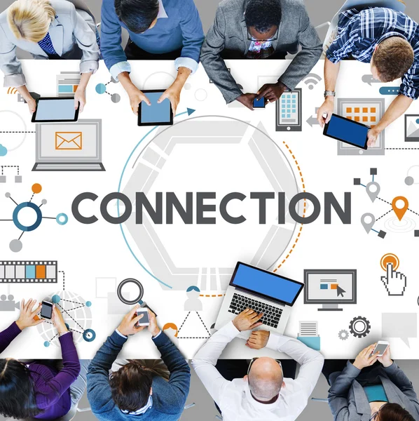 Verbinding Online Networking Link verbonden Concept — Stockfoto