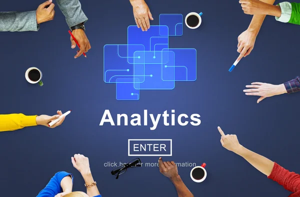 People Pointing on Analytics Data — Stock Photo, Image