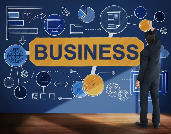 Businessman writing with chalk — Stock Photo, Image