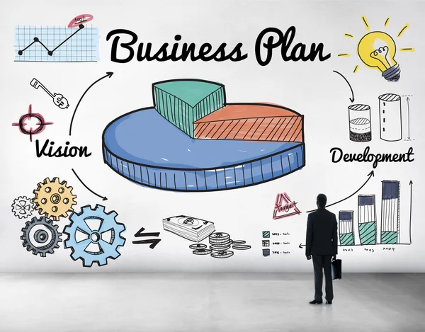 Zakenman en business plan concept — Stockfoto
