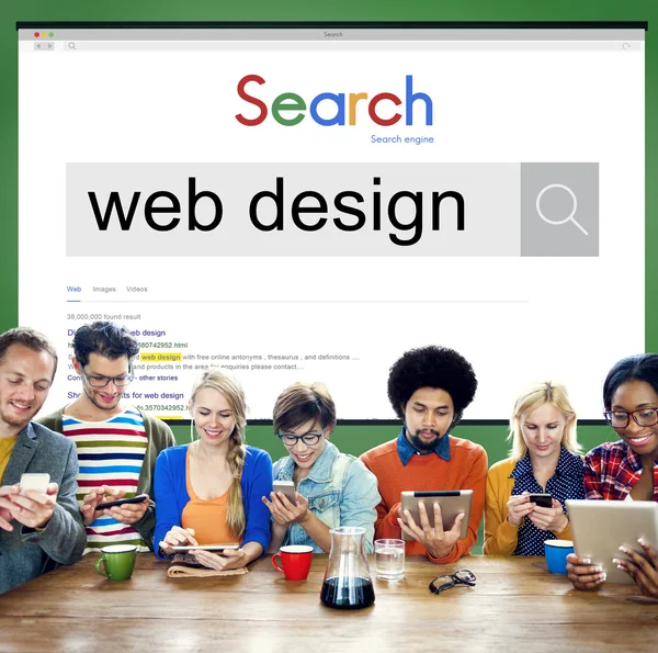 다양성 사람과 웹 디자인 컨셉 — 스톡 사진