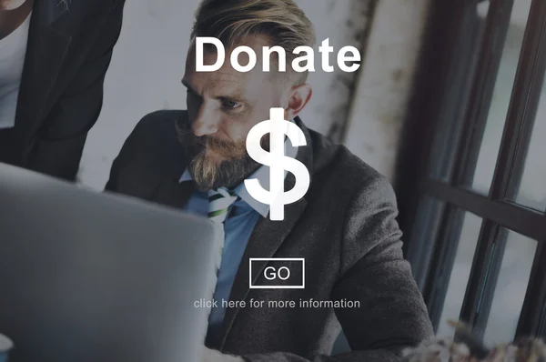 Mężczyzna Donate gotówki koncepcja pieniądza — Zdjęcie stockowe