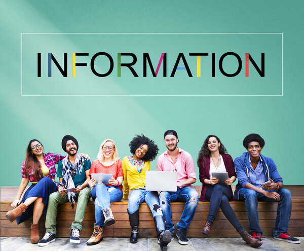 Students using digital devices, surfing the internet, discussing and smiling