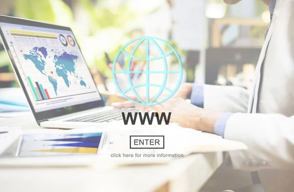 Hombre y WWW Web site Internet Network Concept —  Fotos de Stock