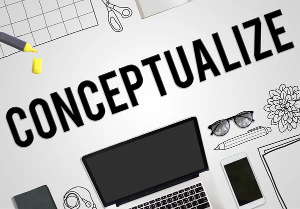 Achtergrond met tekst: conceptualiseren — Stockfoto