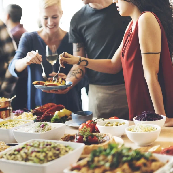 People with cups and plates — Stock Photo, Image