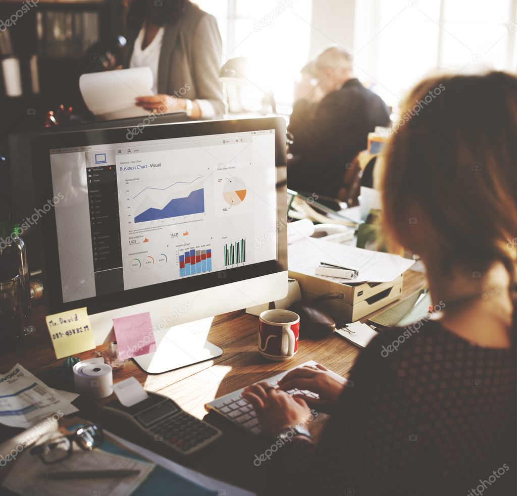 Businesswoman Working with Dashboard