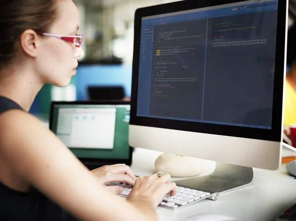 Computer with css code on monitor — Stock Photo, Image
