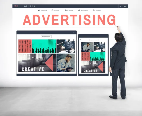 Рекламна кампанія, концепція брендингу маркетингу — стокове фото