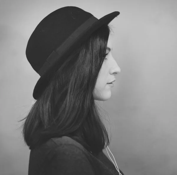 Lady dragen hoed — Stockfoto