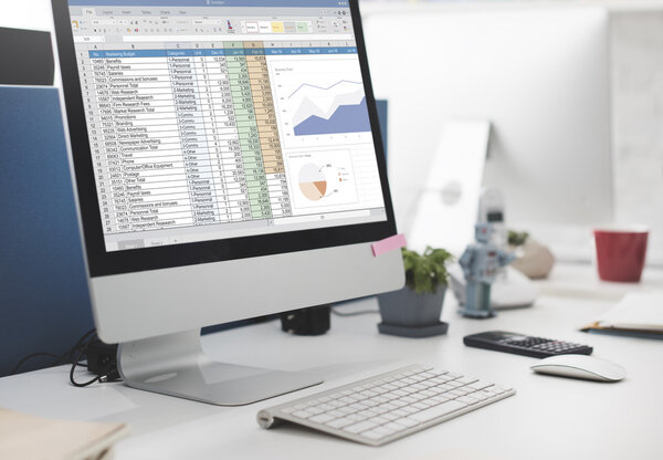 Workplace with computer in office