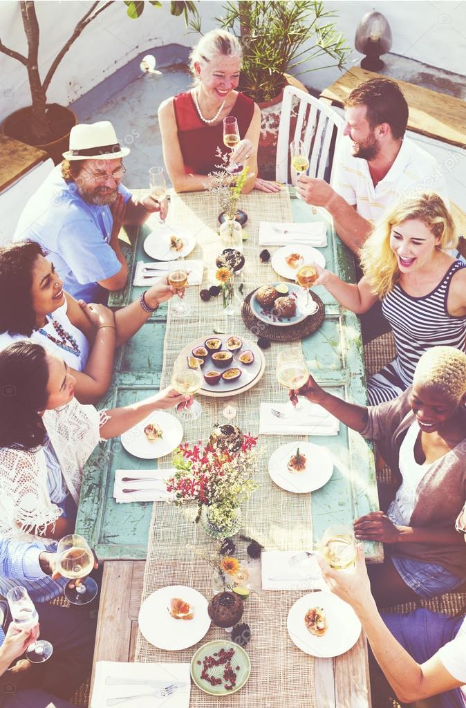 Diverse People at Luncheon Outdoors Concept