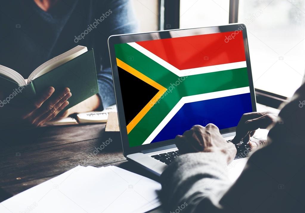 South Africa Flag on laptop screen