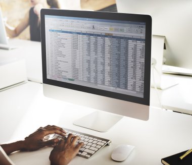 bilgisayar ekranında elektronik tablo ile