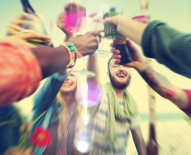 Plaj yaz akşam yemeği parti konsept