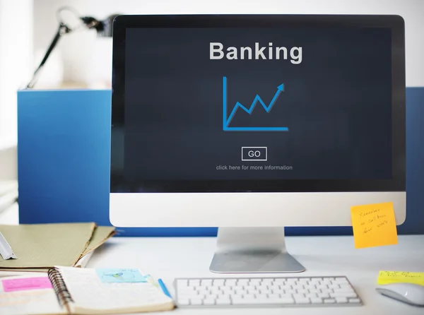 Bankieren op monitor Concept — Stockfoto