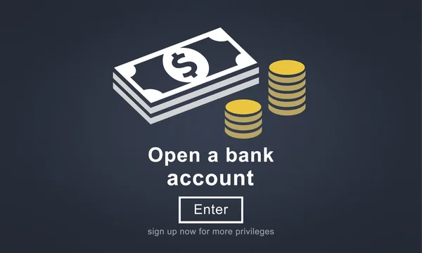Sjabloon met open bankrekening concept — Stockfoto