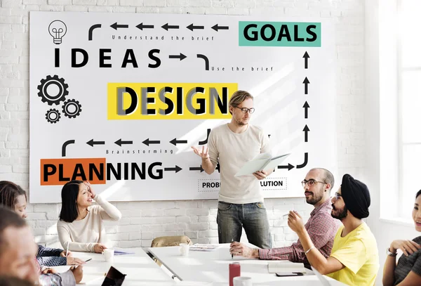 Reunião de negócios com design — Fotografia de Stock