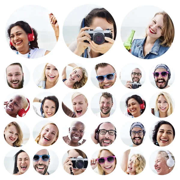 Conjunto de pessoas enfrenta conceito — Fotografia de Stock