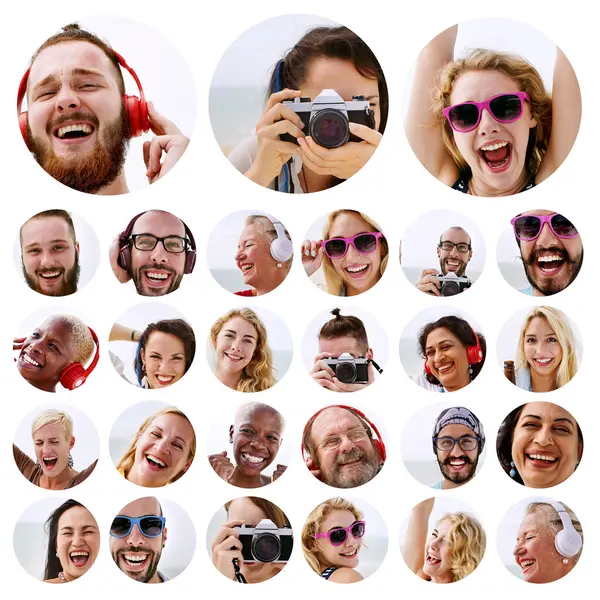 Conjunto de pessoas enfrenta conceito — Fotografia de Stock