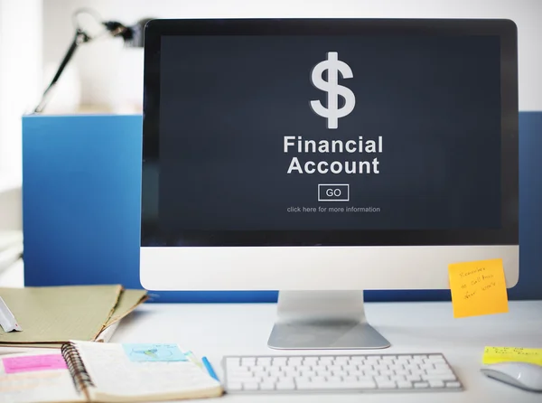 Finanzkonten auf Monitor-Konzept — Stockfoto