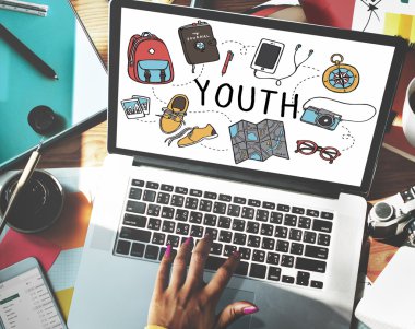 Laptop ekran gençlik ile