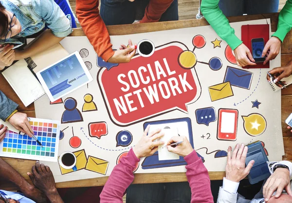 Social Network Media Comunicazione Concetto di connessione — Foto Stock