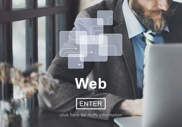 Hombre y sitio web WWW Browser Concept —  Fotos de Stock