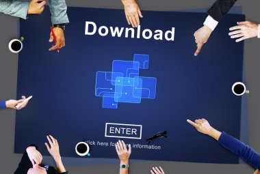 Üzerinde işaret eden iş adamları indir