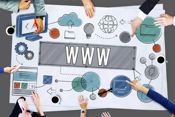 Www szöveget, hálózati Online kapcsolat technológia koncepció — Stock Fotó
